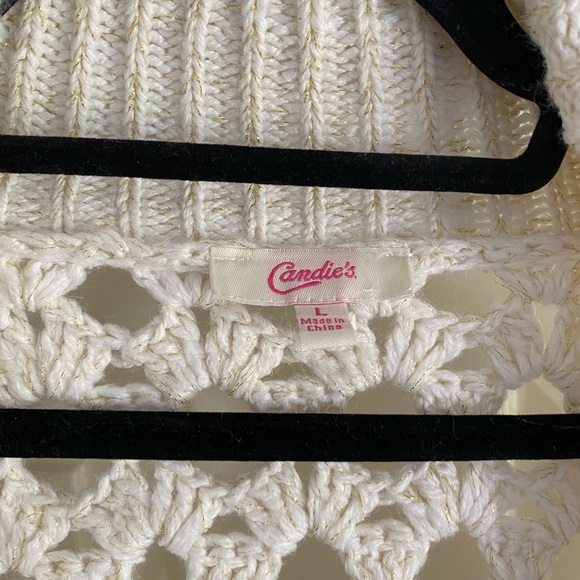 Candie's Cream Crochet Women's Shrug - Picture 2 of 5